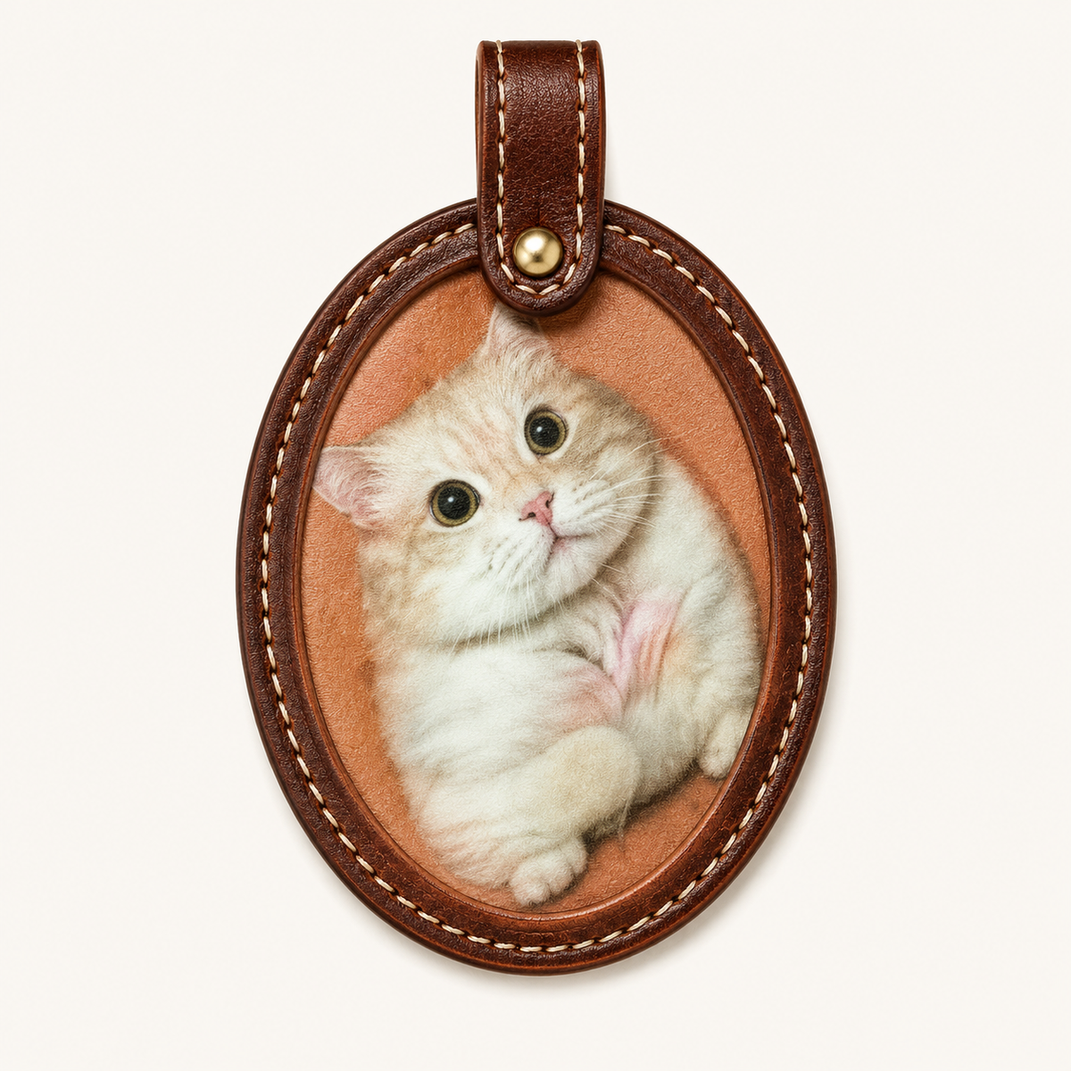 Custom Leather Carved Pet Portrait Keychain – Personalized Cat & Dog Memorial Gift