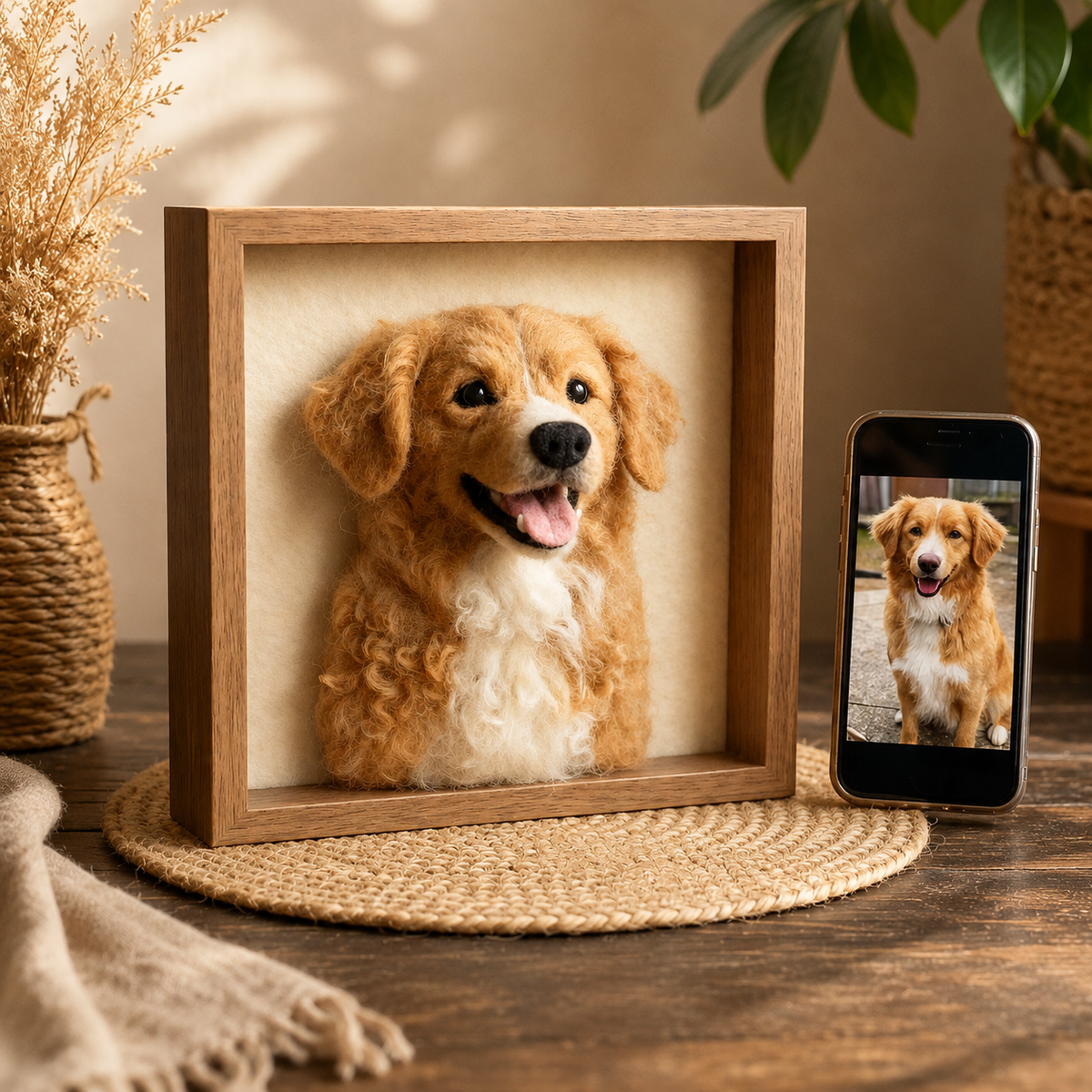 Custom Needle Felted Pet Portrait